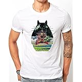 TOTORO AND STUDIO GHIBLI SCENES SILHOUETTE WHITE TSHIRT (Small)