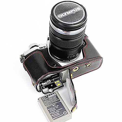 First2savvv XJD-EM5II-HH01 Premium Qualität braun Ganzkörper- präzise Passform PU-Leder Kameratasche Fall Tasche Cover für Olympus OM-D E-M5 Mark II. EM5 Mark 2.(12-40mm and 40-150mm Lens) - 4