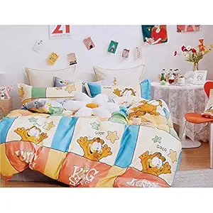 24x7 Home Store Premium Fitted King Size Kids Cartoon Double Bed Bedsheet ( Size 100x108 inches ), with 2 Pillow Covers (46x68 inches)