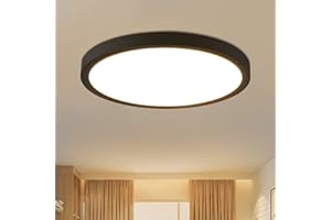 ‎ZMH ZMH Deckenlampe LED Deckenleuchte Flach - Ø22cm Badezimmerlampe Schwarz Schlafzimmerlampe 15W Schlafzimmer Deckenbeleuchtung IP44 Küchenlampe Rund Flurlampe Warmweiß Badlampe für Badezimmer Küche Flur