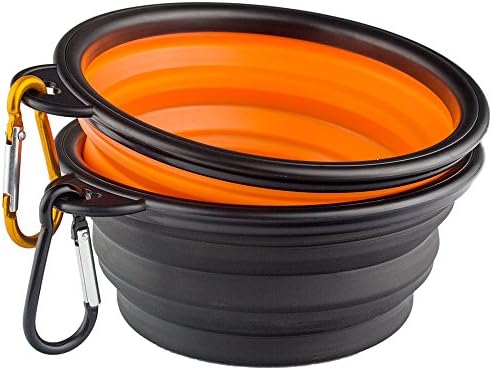 Auben Collapsible Travel Silicone Dog Bowl Portable Pet Food Water Bowl, Set of 2