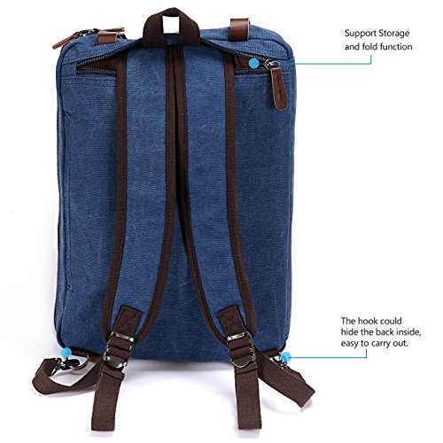 BAOSHA HB-22 Vintage Leinwand Herren Aktenkoffer Rucks  cke Arbeitstasche Umh  ngetasche Laptoptasche bis zu 14 Zoll  Blau 