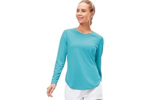 NCTCITY Rashguard Femme T-Shirt à Manches Longues Anti-UV UPF 50+ Tops de Surf Léger Séchage Rapide Chemise de Plage Vêtements de Protection Soleil pour Natation Plongée Yoga Pilates Maison