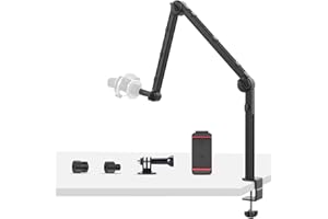 ULANZI SELECT Professioneller Mikrofon Arm ULANZI LS24 Heavy Duty Studio Tisch Mikrofonständer mit 3/8" 5/8" Adapter, Microphone Stand für Game Streaming Podcast Broadcast, Tischstativ für Kamera Handy