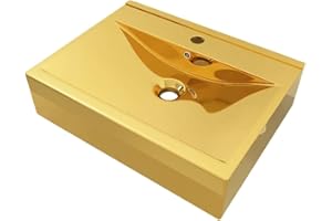 ‎VIDAXL vidaXL Umywalka z przelewem, 60 x 46 x 16 cm, ceramiczna, złota