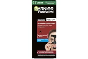 GARNIER Skin Active - Masque Peel-Off Anti-Points Noirs - Réduit les Pores & les Impuretés - Charbon & Acide Salicylique - Vegan & Cruelty Free - Zone T - Peaux Grasses à Imperfections - 50 ml