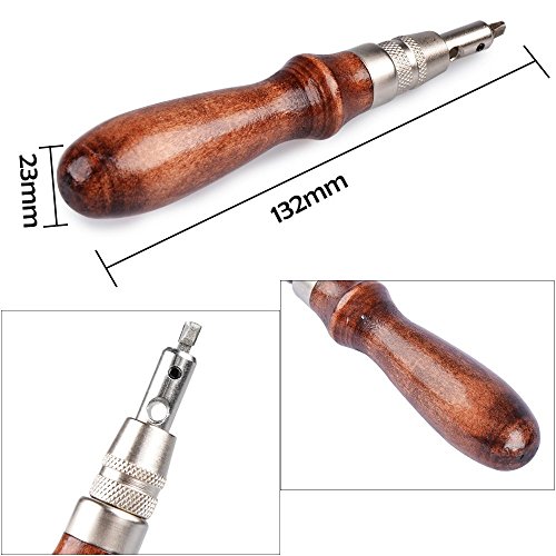 Racksoy Lederhobel Holzgriff Groover Creaser Lederhandwerk Werkzeugsatz für Kantenzieher Kantenformer - 2