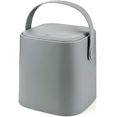 Tutma Saplı İ&ccedil; Kovalı Tezgah &Uuml;st&uuml; Mutfak &Ccedil;&ouml;p Kovası, 4 Litre, Kilitli Kapak, Click Kapak, 20x20x22 cm, Gri