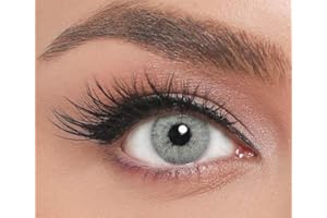 FAMELENSES ICONIC farbige Kontaktlinsen RAIN – stark deckende Monatslinsen für 3 Monate in Hellgrün & Grau, besonders natürliches Ergebnis für alle Augen - 1 Paar…