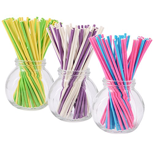 eBoot Lollipop Sticks Cake Pops Stiele für Weihnachten und Geburtstagsfeier, 6 Zoll, 150 Stück (Blau, Weiß, Purpurrot, Gelb, Rosafarben, Grün) - 4