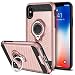 Produktbild iPhone X Hülle, iPhone 10 Hülle, Coolden® Premium [Kickstand] Handyhülle mit KFZ Handy Halter Finger 360 Grad View Ständer Soft Silikon + 3D Glitzer Hardcase + Metallplatte Outdoor Stoßfest Schutzhülle für iPhone X/iPhone 10 (Rose Gold)
