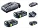 Produktbild Festool SCA 8 Li-Ion Schnell Ladegerät (200178) und 2x Festool BP 18 Li 3,1 C 18V 3,1 Ah Akkupack (201789)