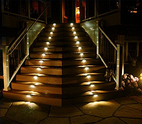 Lightess Led Solarleuchten Treppenlicht Outdoor LED Stufenbeleuchtung 2 LEDs Edelstahl für Stufen Pfade Patio Decks Packung mit 6 - 8