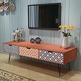 【Material】 MDF + acero Tidyard Mesa para TV Mueble TV Salón Mesa Televisión Mueble Auxiliar Aparador Tabla Baja con 3 Cajones MDF 120x40x36cm Marrón
