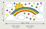 Rainbow Wolken Sterne und Sonne Full Farbe Wandtattoo Jungen Mädchen Aufkleber Kinderzimmer Baby Spielzimmer oder Art 930 - 2