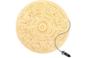 Betinyar Star Pendulum Board, Wooden Divination Board with a Crystal Dowsing Pendulum Necklace, Divination Metaphysical Message Board Witchcraft Kit Wiccan Altar Supplies (25cm)