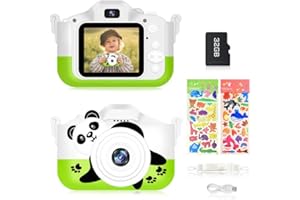 Jirmerp Macchina Fotografica Bambini,2.4 Pollici Macchina Fotocamera Bambini con Scheda SD 32 GB 1080P HD Videocamera Selfie Fotocamera Regalo Giocattolo per Bambini