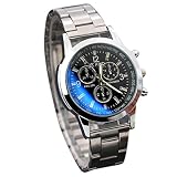 Herrenuhren Watches, Mode Edelstahl Sport Quartz Stunde Handgelenk Analog Uhr Armband Armband Armbanduhr für Männer Jungen (Schwarz)
