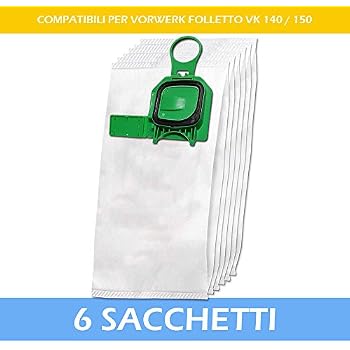 Sacs D'aspirateur Elettrocasa 6 TNT Pour Vorwerk Folletto Kobold VK 140 Vk 141 Vk 150 95500288 Sacs D'aspirateur Elettrocasa 6 TNT Pour Vorwerk Folletto Kobold VK 140 Vk 141 Vk 150 95500288