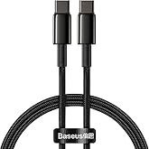 Baseus Tungsten Altın Hızlı Şarj Veri Kablosu Type-C - Type-C 100W 1M - Siyah CATWJ-01
