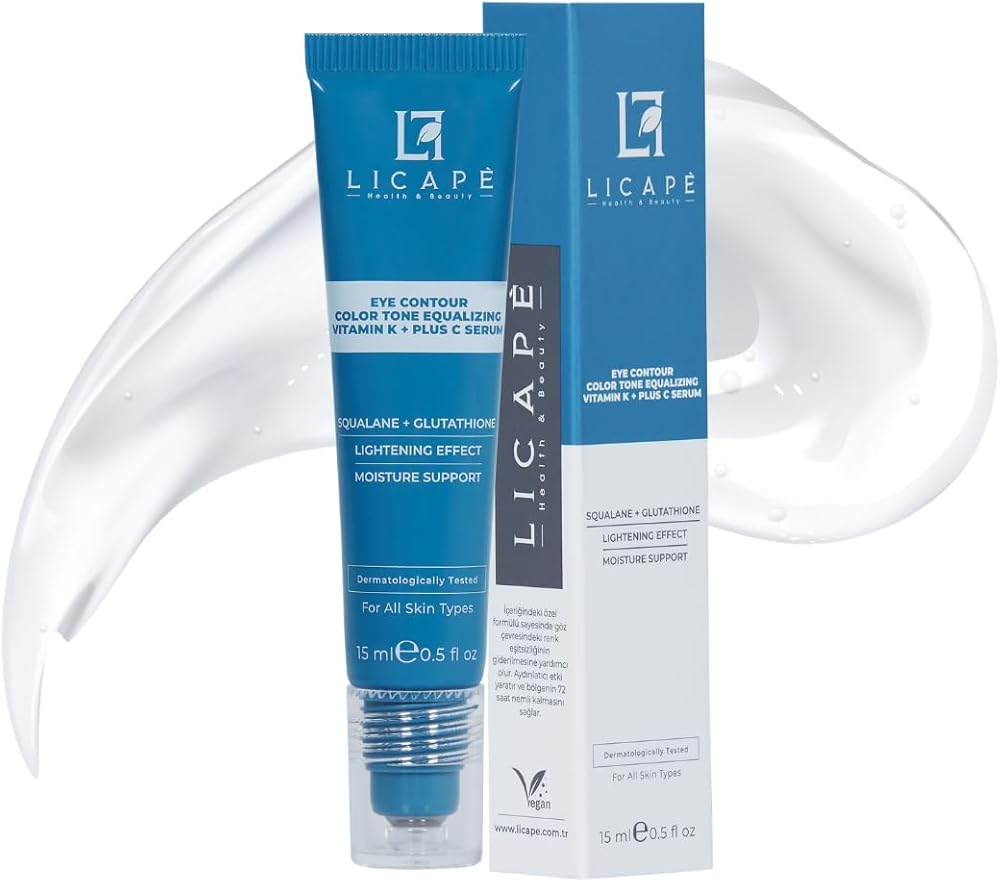 Licape Morluk ve İnce Çizgi Karşıtı, Aydınlatıcı Vitamin K + C Göz Altı Serumu 15 ml – Koyu Halkalara ve Renk Eşitsizliğine Karşı, Nemlendirici ve Canlandırıcı Etki