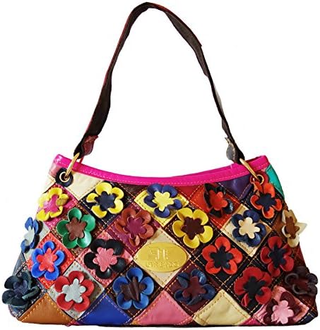 brand Bilbao messenger bag. Genuine leather. Elegant multicolor design with blossoms. New fashion 2016.