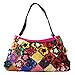 Produktbild Utrendo Handtasche Bilbao aus echtem Leder. Mehrfarbig mit zarten bunten Blüten. Abnehmbarer Schultergurt.