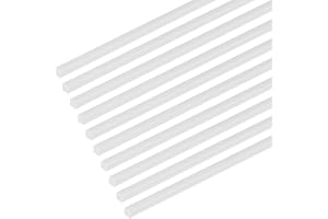 M METERXITY 10-Pack Square Plastic Bars Rods, 2mm x 250mm ABS Smooth Plastic Tube Rod for DIY Craft Sticks/Sand Table Model/Scene Making, Easy to Cut and Paint[White]