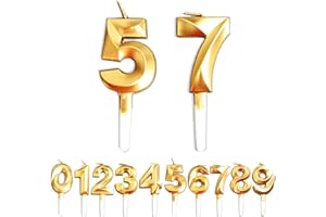 WLHGH Geburtstag Zahl Kerzen, 5/7/57/75 JJubiläumstorten Dekoration, Gold Nummer Geburtstagskuchen kerzen, Kuchen Dekoration für Geburtstag Party Hochzeit Jahrestag Abschlussfeier Feier Lieferungen