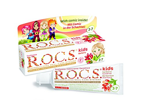 Dentifricio R.O.C.S kids Berberis / ROCS - al gusto di berberis. Senza fluoro, dentifricio efficace per i bambini dai 3 ai 7 anni