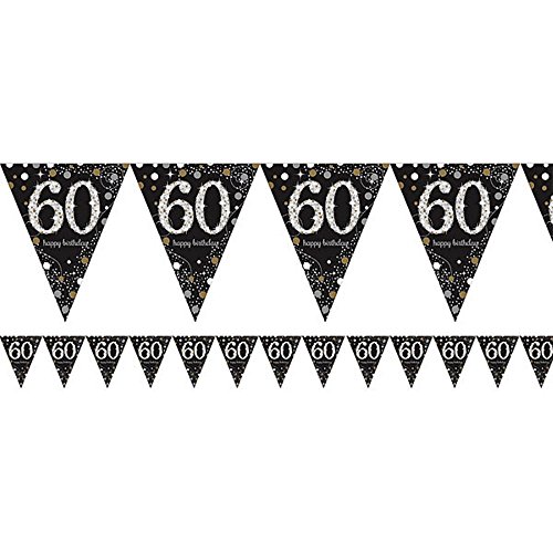 Komplette FesteFeiern® Dekoration zum 60. Geburtstag | Geburtstags Deko 60 | 31 Teile gold schwarz silber mit Luftballon | Party Deko happy birthday 60 - 2
