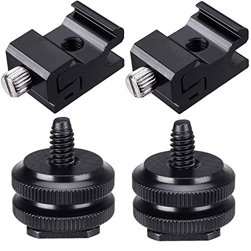 Fotosnow Adaptador de Zapata Cámara Montaje en Zapata fría Montaje de Zapata en Adaptador de Tornillo trípode de 1/4"-20, Montaje de Zapata de Destello para cámara DSLR Rig 4 Pakcs
