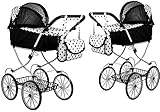  Lean Toys Puppenwagen Alice Retro Kinderwagen Puppe Puppenkarre Schwarz