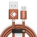 Tizum Faux Leather Micro-USB to USB Cable (1.2 meter/ 4 Feet) Fast Charging - 2.4Amp & Sync Data Cable (Brown) RS.240.00