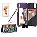 Produktbild Girlyard Spiegel Hülle mit Brieftasche für iPhone X, Hart PC Schutzhülle Flip Case Standfunktion Kartenfach Klapphülle Anti-Kratzer für Apple iPhone X - Lila