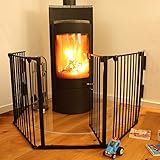 KIDUKU® Kaminschutzgitter Metall Laufgitter Laufstall Absperrgitter Türschutzgitter für Kinder-Sicherung, 310 cm Länge, schwarz - 2