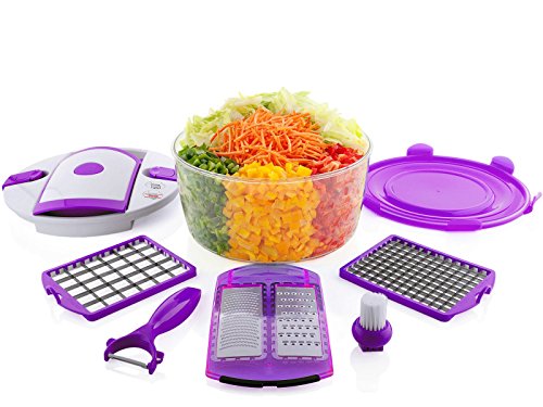 Orignal Genius Salat Chef Set 8-tlg. Gemüseschneider Obstschneider Deckel TV NEU, Farbe:grün - 8