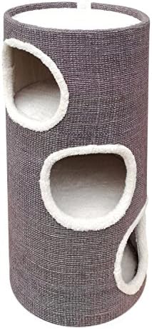 Scratch-barrel with nature sisal and plush approx· 70 cm with caves color violet gray-beige, Model 9899