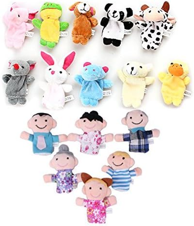 16pcs Cute Cartoon Animal Finger Puppet Family Finger Puppet Plush Toys Child Baby Favor Dolls Educational Toy
