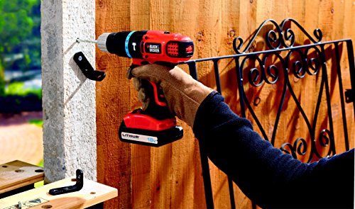 Black+Decker 18V Li-Ion 2-Gang Akku-Schlagbohrschrauber, Akkuschrauber, 10+1 Drehmomentstufen, ergonomischer Softgriff, inkl. Koffer, 2 Akkus 1.5Ah, Doppelbit und Ladegerät, EGBL188KB - 6