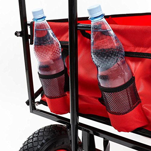 Faltbarer Bollerwagen mit Dach für Strand und Offroad, 80 kg Tragkraft, 10 Zoll Luftbereifung, Transportwagen, Tragkraft: 80 kg, Maße:ca.86x53x104cm, Deichsel, Stahlrohrgestell, IZZY SPORT - 2