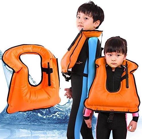 Extra Safe Snorkel Vest - Snorkel Jacket - Snorkeling Diving Vest - Inflatable - Free-Diving Dive Safety Water Safety (Orange, Child)