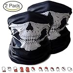 2x Premium Multifunktionstuch | Sturmmaske | Bandana | Schlauchtuch | Halstuch mit Totenkopf- Skelettmasken für Motorrad Fahrrad Ski Paintball Gamer Karneval Kostüm Skull Maske