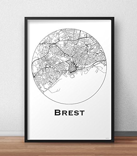 Poster Brest France Minimalist Map - City Map Art of Brest Poster - Wall Art Gift - Travel Map - Print