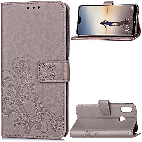 Dazzled Premium Quality Leather Book Style Wallet Flip Case Cover With Credit Card & Money Slots For Huawei P20 Lite (GRAY)