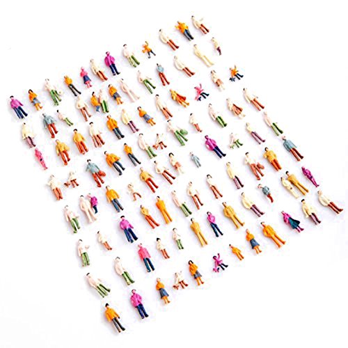 Munecas en miniatura - SODIAL(R) 100pcs HO Escala 1: 100 Mix Modelo Pintado Personas Tren Calle del Parque Pasajero Figuras