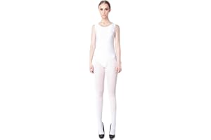 Carnavalife Bodysuit body Maillot de Danza Ballet Gimnasia sin Mangas con Correa Ancha, Leotardo Clásico Mujer de Cuello Redondo