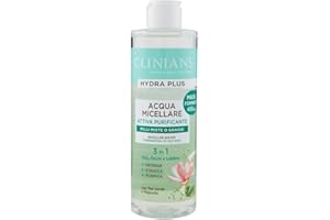 CLINIANS | Acqua Micellare Rimozione Trucco Purificante Hydra Plus Active, Dermatologicamente Testato, Deterge Delicatamente, Made in Italy, 400 ml