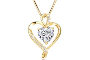 LAVUMO Collares Mujer Amor Colgante de Corazón Oro Rosa Plata de Ley 925 Collares Mujer Joyas Regalos para Esposa, Mamá Novia Cumpleaños Navidad Aniversario día San Valentín Regalo