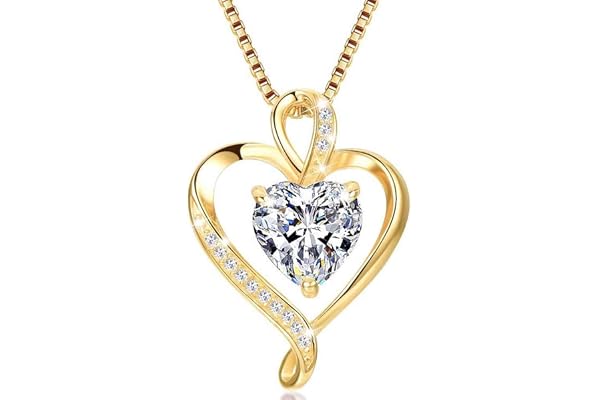 LAVUMO Collier Coeur pour Femme en Véritable Argent Sterling 925/Laiton Or Rose Pendentif D'amour pour Femme Collier Cadeaux Elle Cadeau de Noël Anniversaire